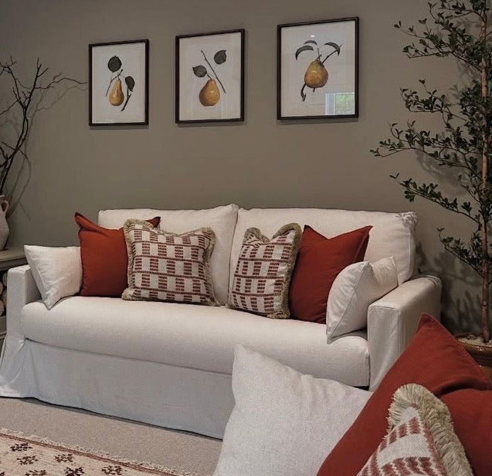 Pear Artwork in Striped Frame | Set of Four