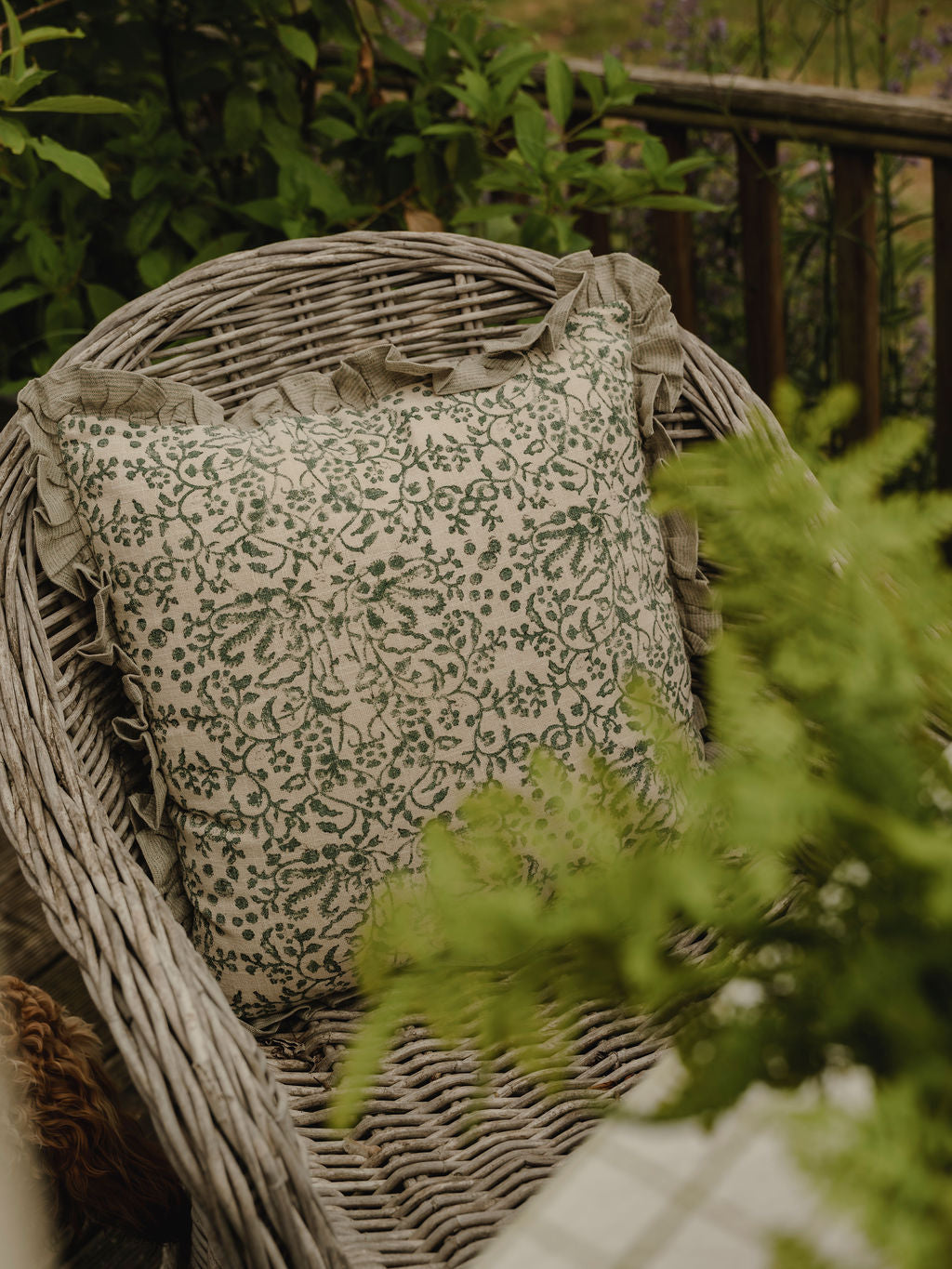 Paisley Green Frill Cushion