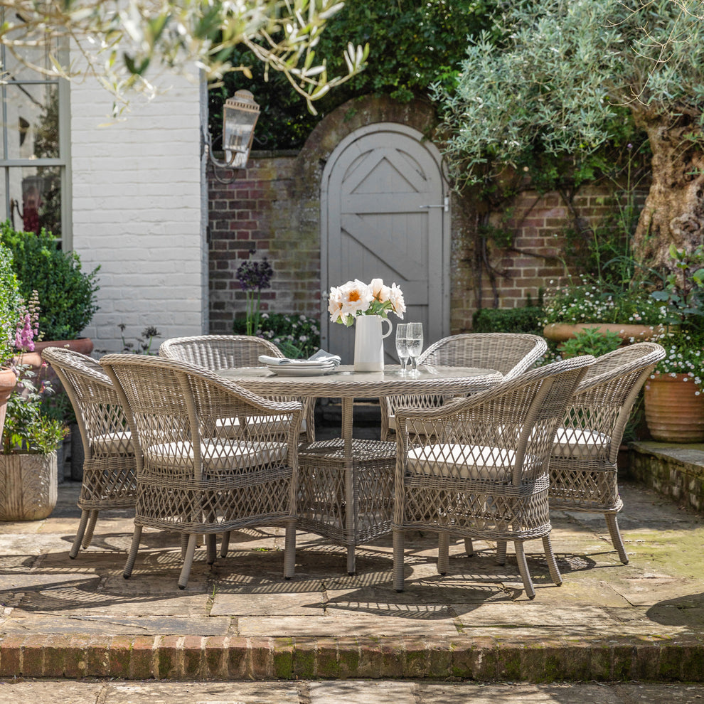 Menton 6 Seater Dining Set Stone