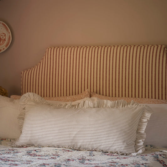 Striped Bolster Cushion with Frill