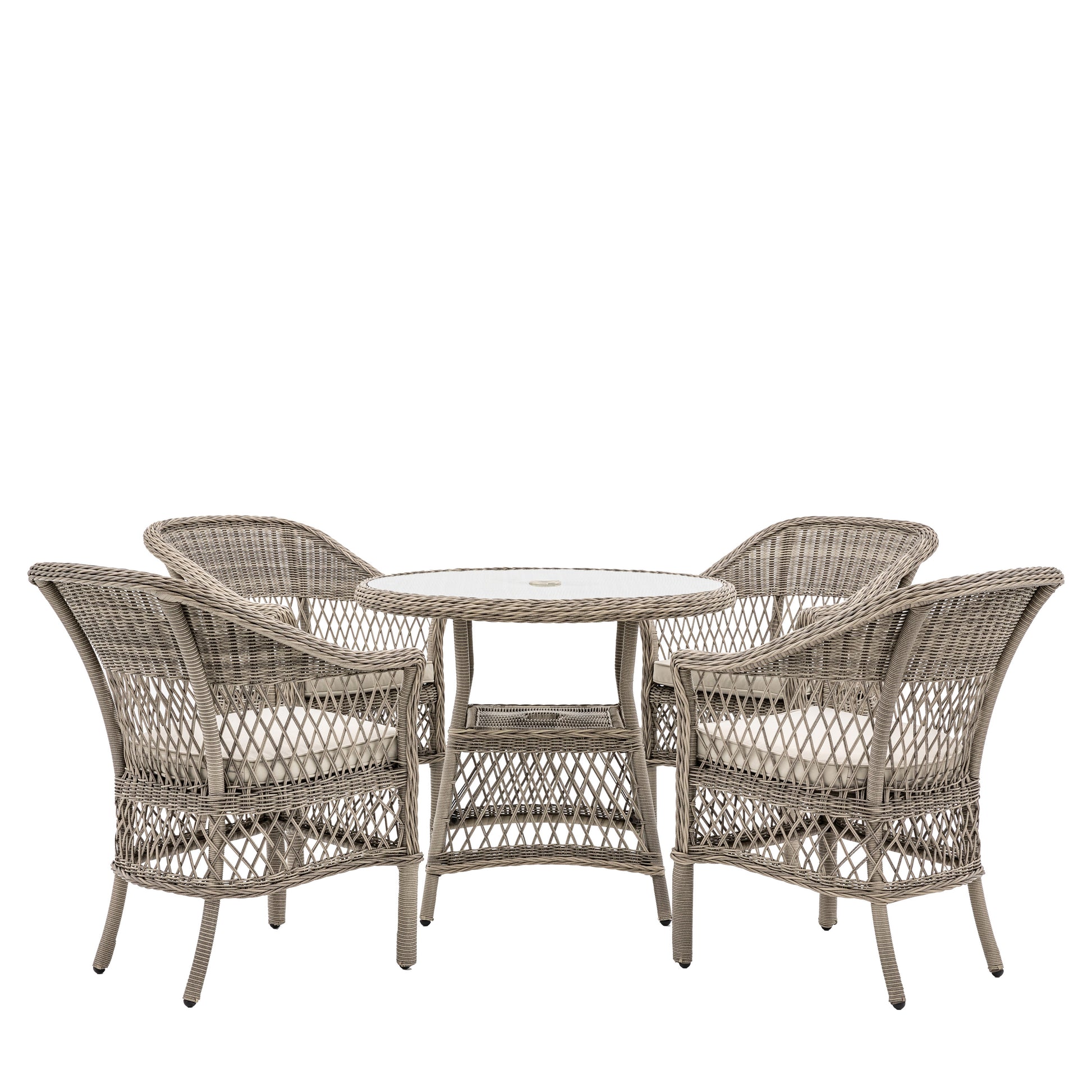 Stone rattan 4 seater garden dining set with glass topped table
Outdoor rattan dining table and four cushioned chairs in neutral stone
PE rattan patio dining set with showerproof seat cushions
Glass top garden dining table with storage shelf and parasol hole
Hand woven all weather rattan dining set for garden or patio
Neutral stone rattan outdoor dining chairs with soft cushions
Compact 4 seater patio dining set with rattan chairs
Stylish rattan garden furniture set for outdoor dining