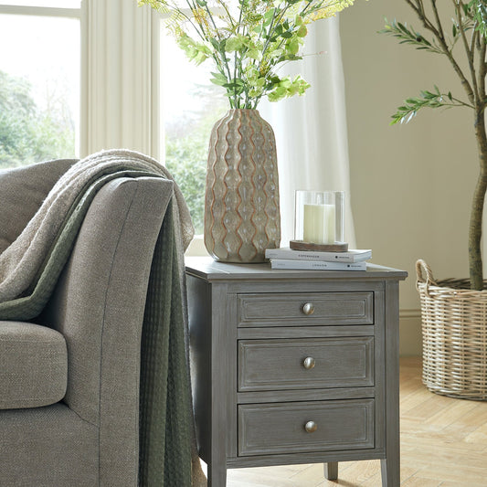 The Serene Collection Three Drawer Bedside Table