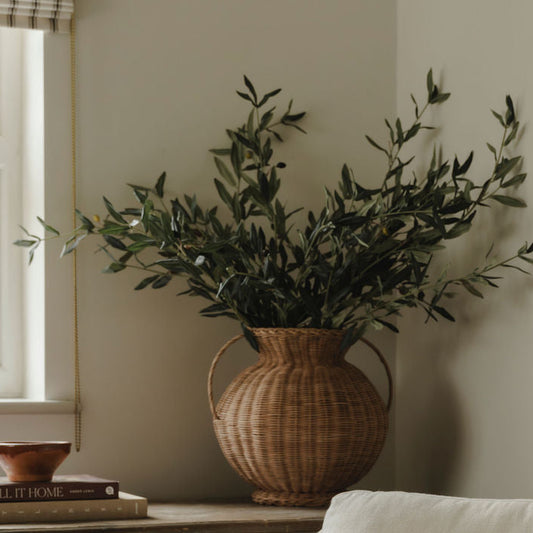 Medium Woven Vase and Olive Stems - Worth $147.50 Bundle Price $118 Save 20%