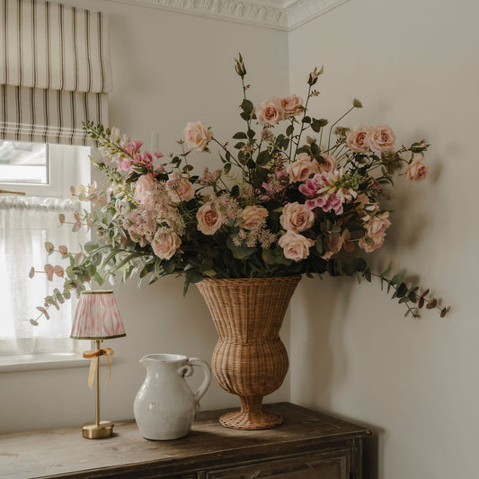 Large Woven Rattan Urn Vase