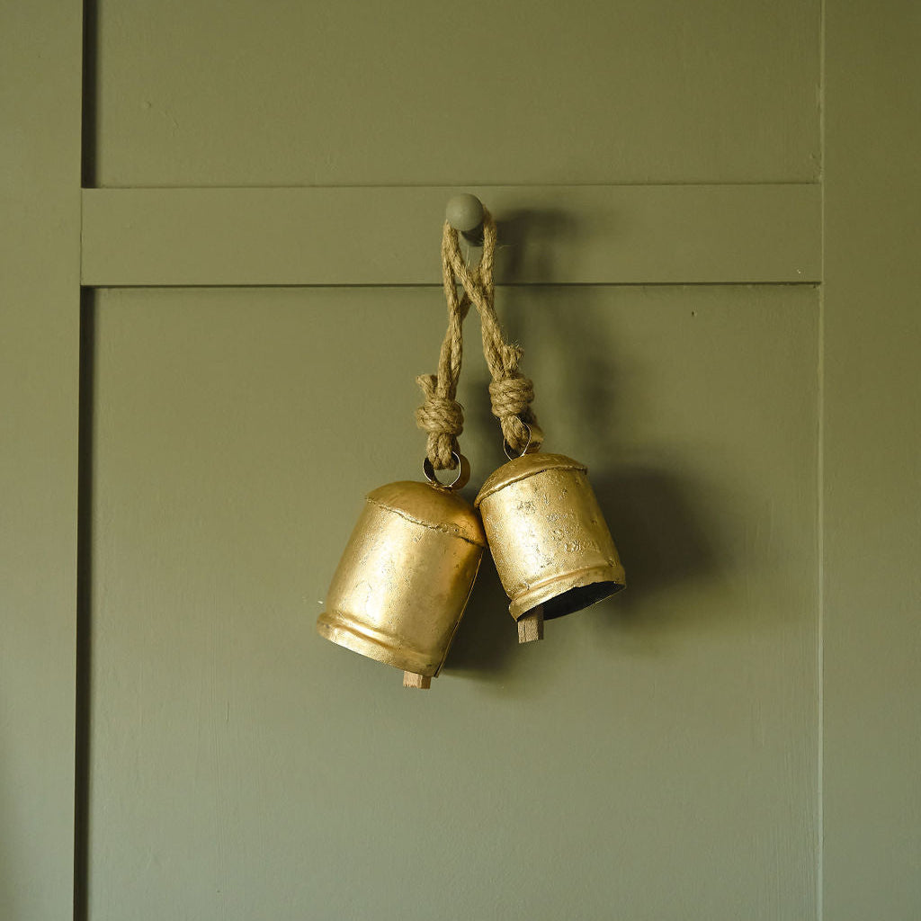 Antique Brass Cow Bells Set of Two