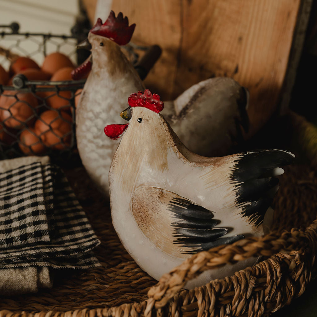 Rustic Metal Rooster and Hen