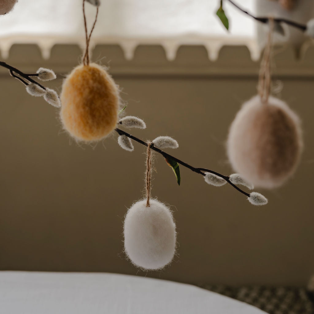 Set of 6 Mixed Hanging Felt Eggs