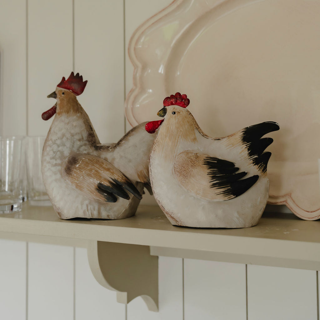 Rustic Metal Rooster and Hen