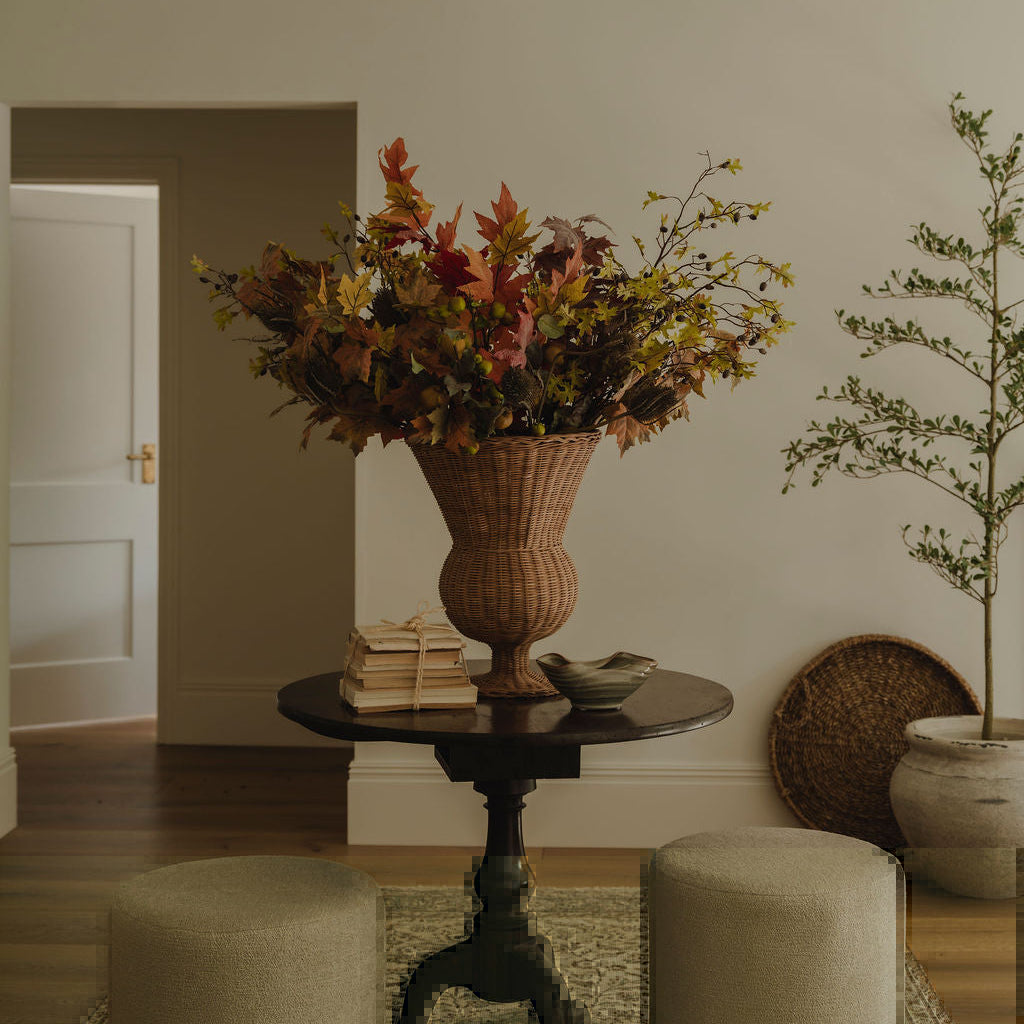 Luxury autumn foliage arrangement with mixed faux stems