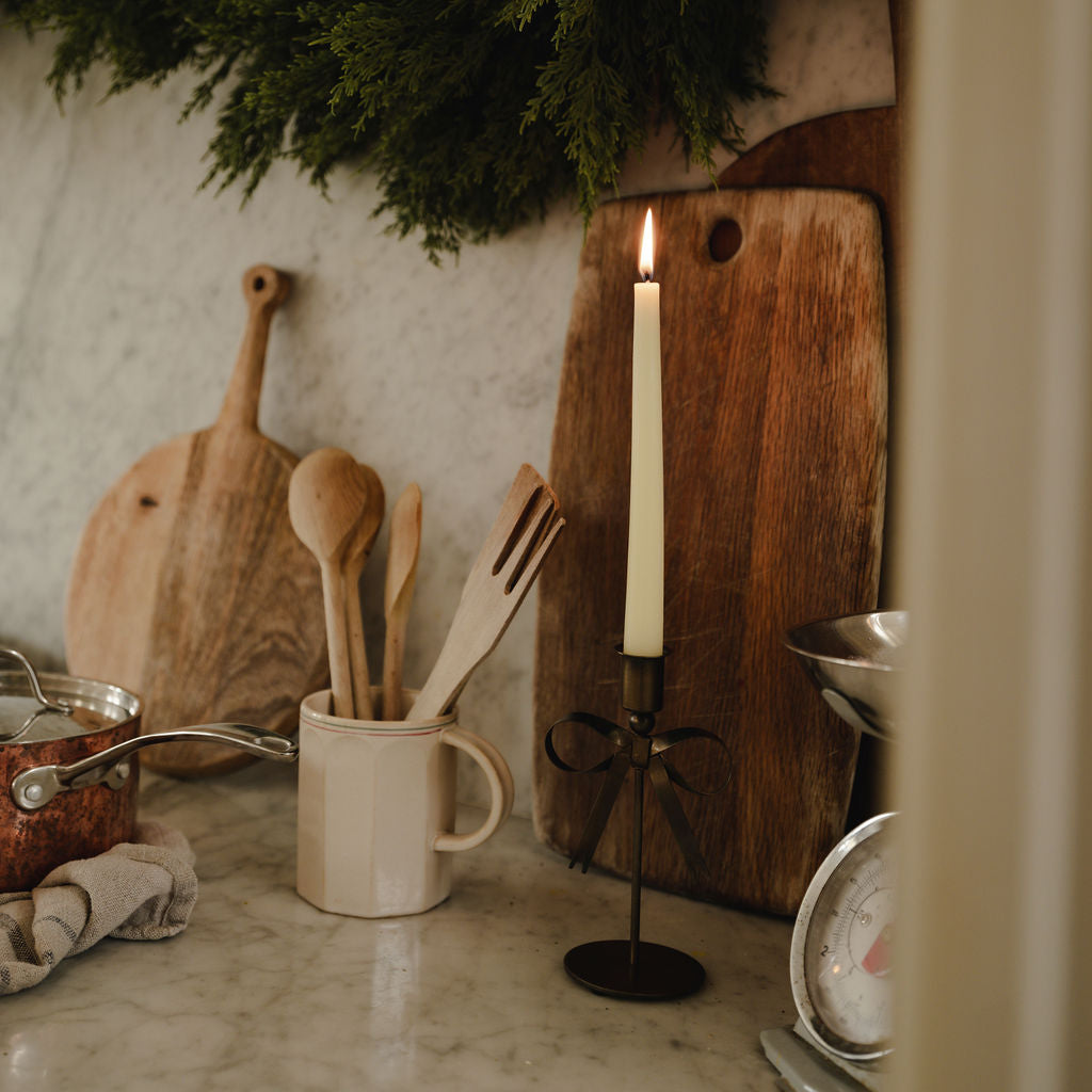 Set of 2 Regency Bow Antique Brass Candlesticks