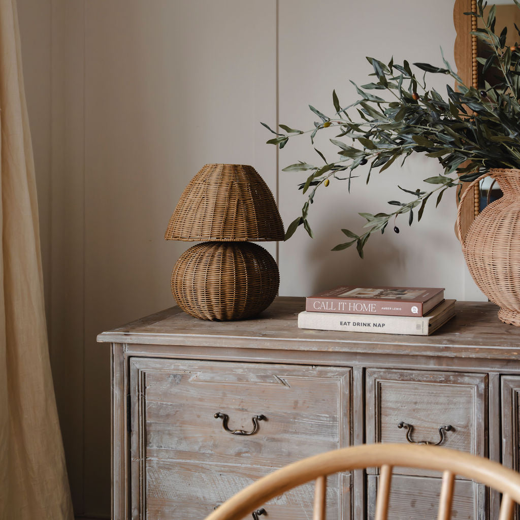 Small rattan table lamp