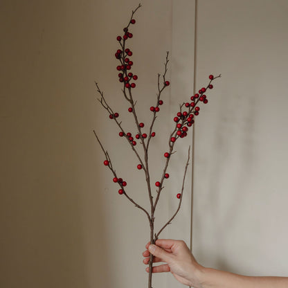Tall faux red berry stems for Christmas arrangements
