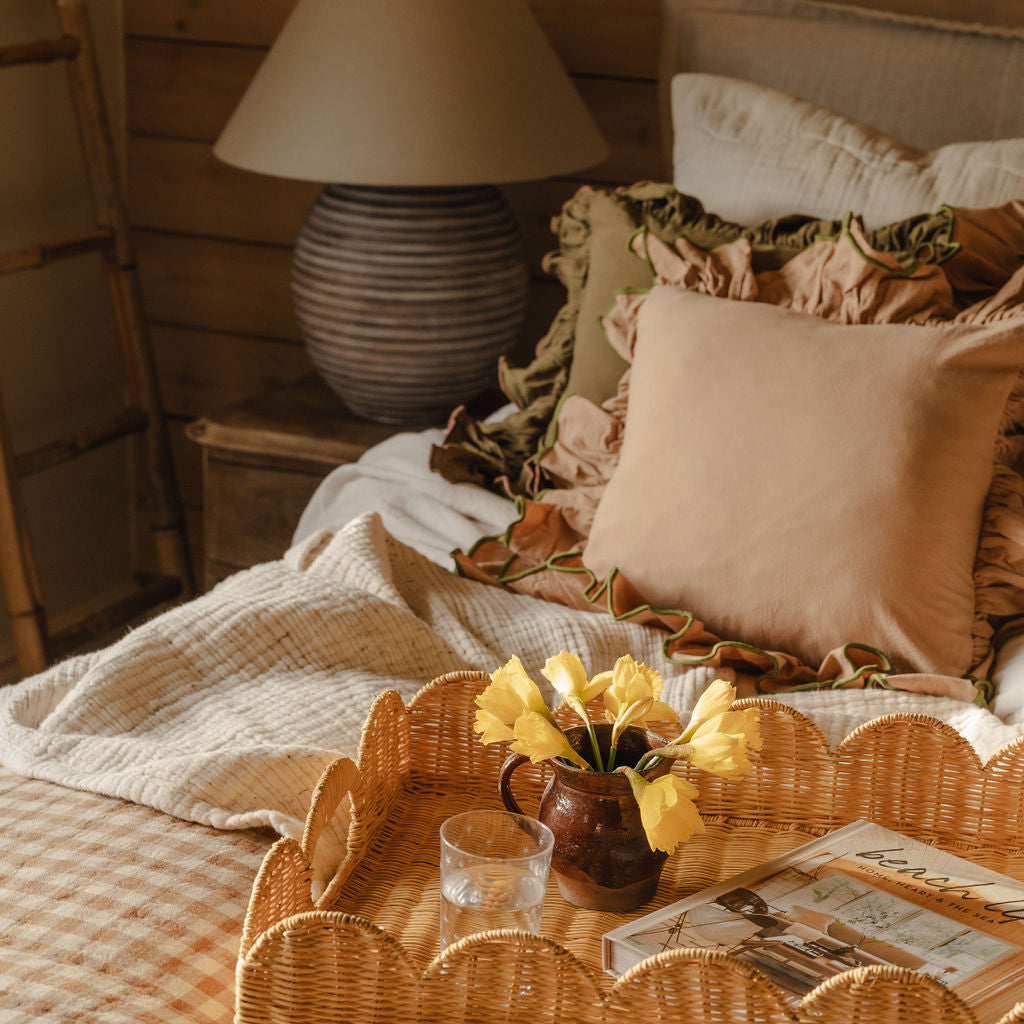 (Slight Seconds) Large Scalloped Wicker Tray
