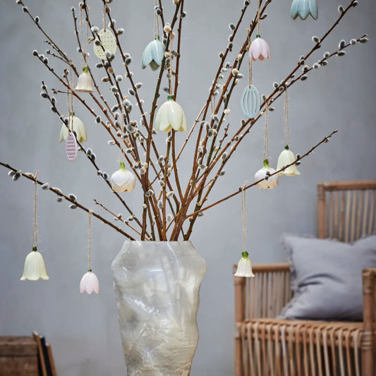 Set of 6 Ceramic Flower Hanging Decorations